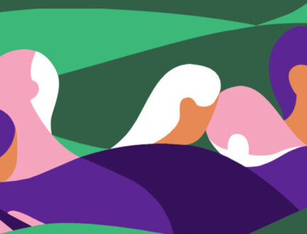 En lille gruppe mennesker holder omsorgsfuldt om hinanden.