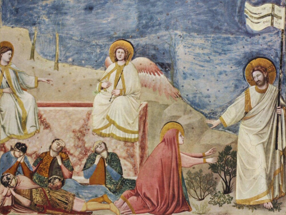 Freske af Giotto di Bondone ca. 1300 forestiller Maria Magdalene og Jesus i gravhaven efter opstandelsen